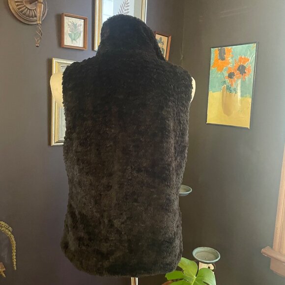 Apt. 9 Black Faux Fur Zip up Vest Medium warm fall winter sleeveless jacket Y2K - Picture 8 of 8